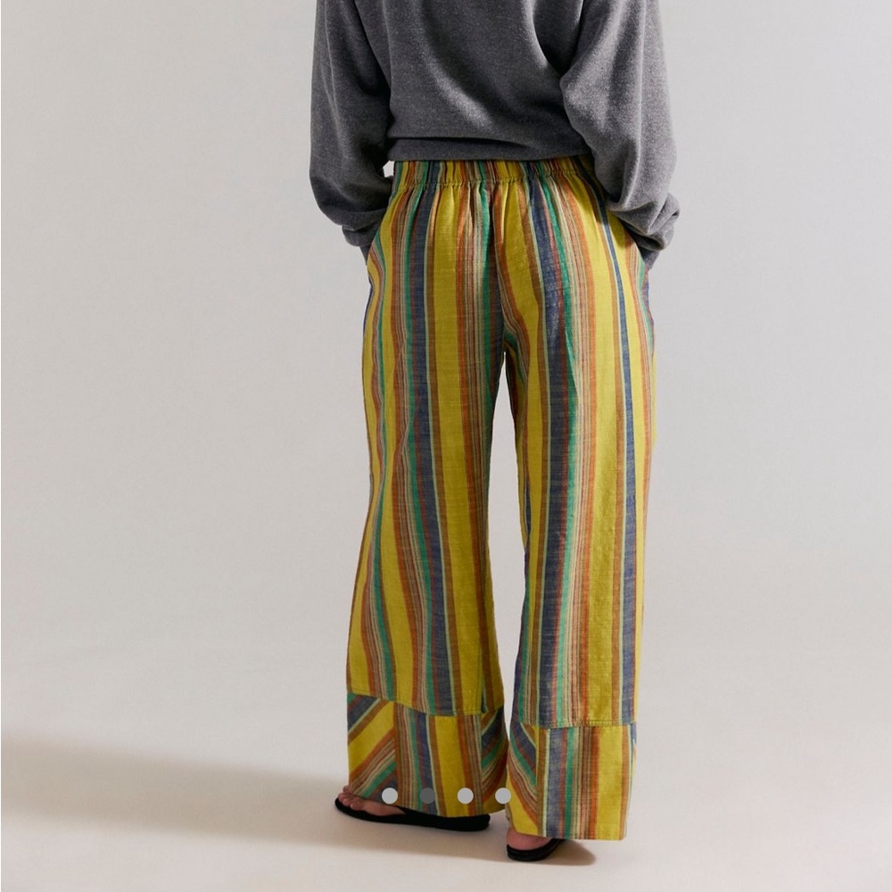 free people days end linen striped pull on pants - Picture 2 of 4